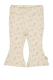 thumbnail: Ecru, groen en gele meisjes Quapi Newborn regular flared broek van stretchkatoen met elastische tailleband