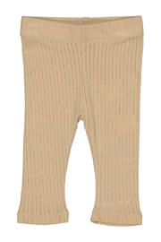 thumbnail: Beige meisjes Quapi Newborn regular flared broek van katoen met elastische tailleband en effen