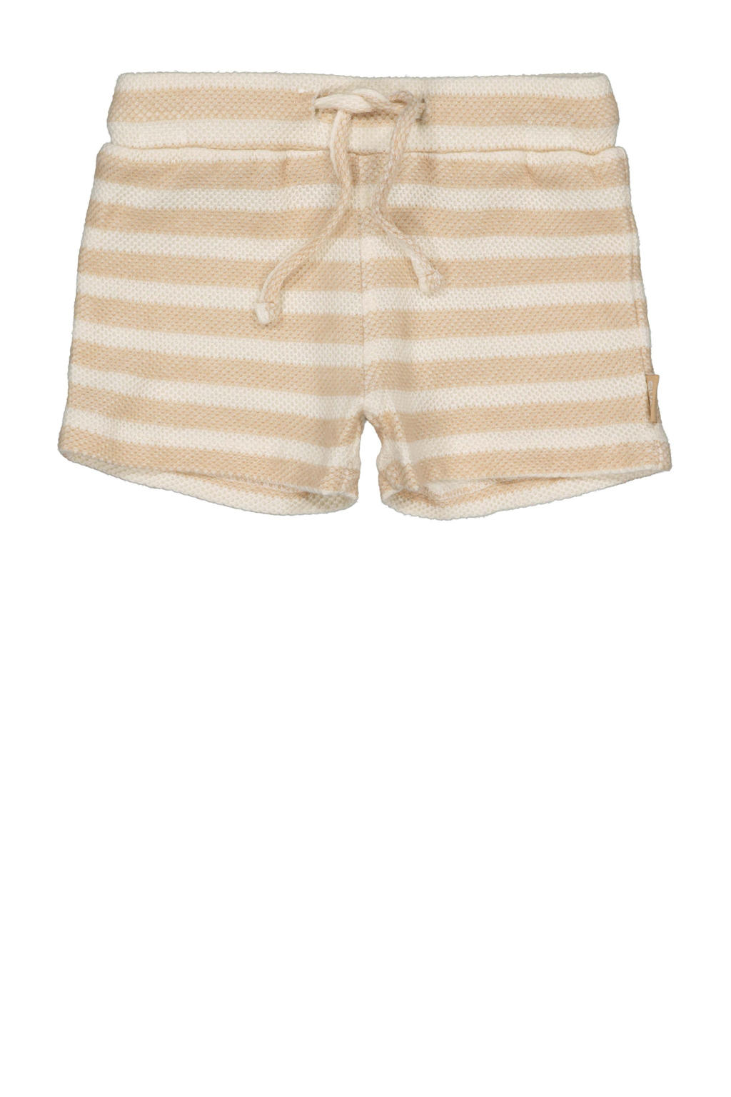 Beige en witte jongens Quapi Newborn regular casual short van katoen met elastische tailleband met koord en strepenprint