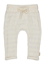 thumbnail: Ecru jongens Quapi Newborn regular babybroek van stretchkatoen met elastische tailleband met koord en strepenprint