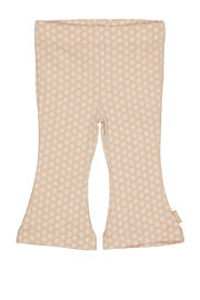 thumbnail: Beige en witte meisjes Quapi Newborn regular flared broek van stretchkatoen met elastische tailleband en bloemenprint