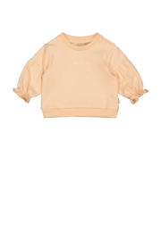 thumbnail: Oranje meisjes Quapi Newborn sweater van stretchkatoen met effen, lange mouwen, ronde hals, drukknoopsluiting en geribde boorden