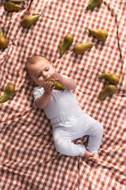 thumbnail: Lichtblauwe jongens Quapi Newborn regular babybroek van katoen met elastische tailleband en effen