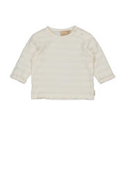 thumbnail: Ecru jongens Quapi Newborn longsleeve van stretchkatoen met strepenprint, lange mouwen, ronde hals en drukknoopsluiting