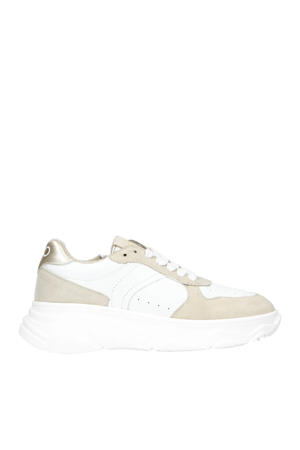   chunky leren sneakers wit/beige