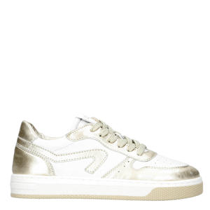   leren sneakers wit/goud