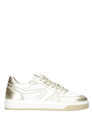   leren sneakers wit/goud
