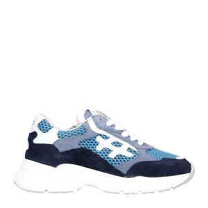   chunky leren sneakers blauw