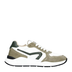   suède sneakers bruin/wit