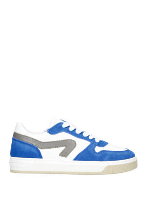   leren sneakers blauw/wit