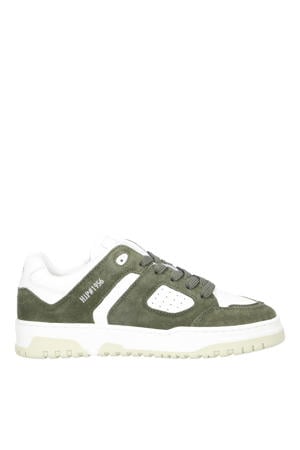 leren sneakers groen/wit