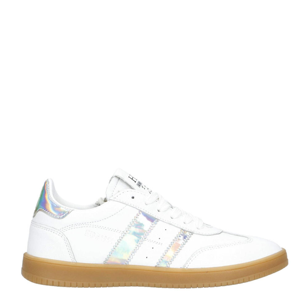 Witte meisjes Hip leren sneakers met veters