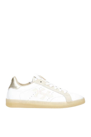   leren sneakers wit/goud