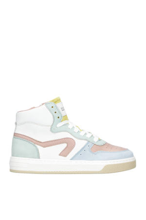   leren sneakers wit/roze/blauw