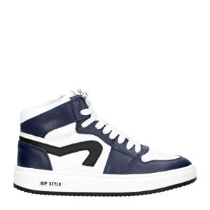   leren sneakers blauw/wit