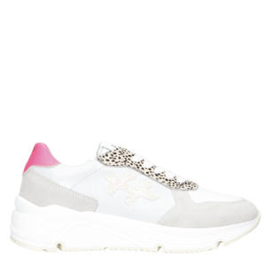   chunky leren sneakers lichtgrijs