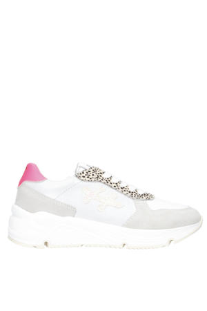   chunky leren sneakers lichtgrijs
