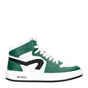 leren sneakers groen/wit