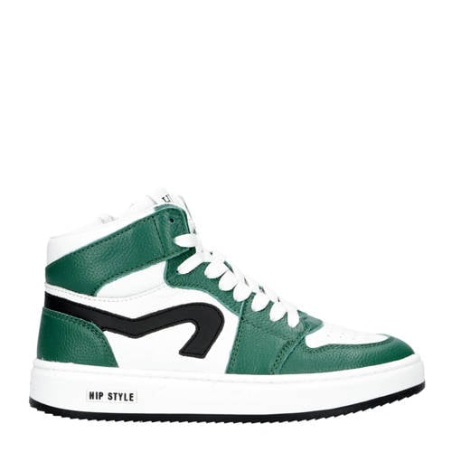 Hip leren sneakers groen/wit Jongens Leer
