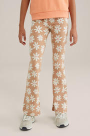 thumbnail: WE Fashion flared broek beige/wit/roze
