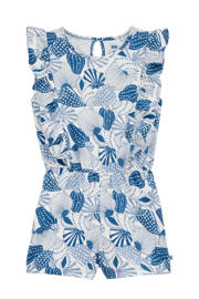 thumbnail: Blauw en witte meisjes WE Fashion van katoen met ronde hals, knoopsluiting en plooien