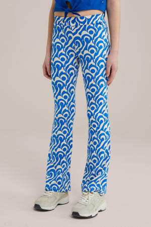 flared broek blauw/ecru