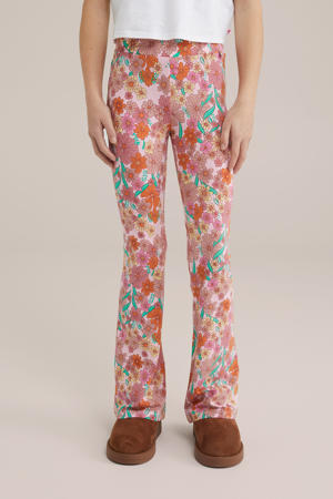 flared broek roze/oranje/groen