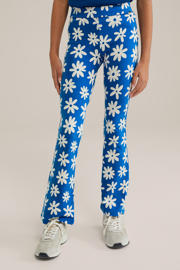 thumbnail: WE Fashion flared broek blauw/wit