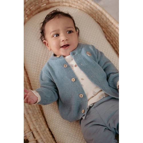 Little Dutch vest blauw fijn gebreid Jongens Katoen Ronde hals Effen