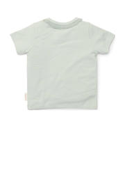 thumbnail: Groene meisjes Little Dutch T-shirt broderie van katoen met printopdruk, korte mouwen, ronde hals en drukknoopsluiting