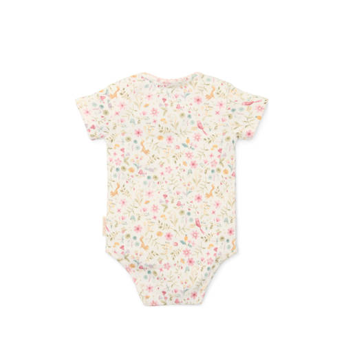 Little Dutch romper Fairy Garden offwhite/roze/groen Ecru Meisjes Katoen Ronde hals