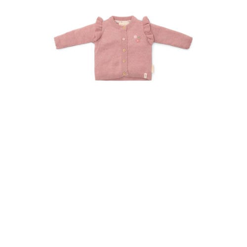 Little Dutch vest roze fijn gebreid Meisjes Katoen Ronde hals Effen