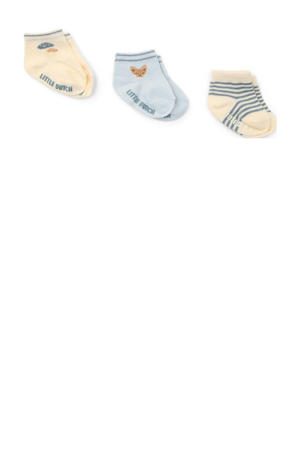 sokken - set van 3 blauw/beige