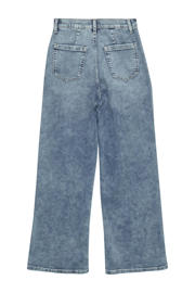 thumbnail: Medium blue denim meisjes s.Oliver wide leg high waist jeans van denim met rits- en knoopsluiting en effen