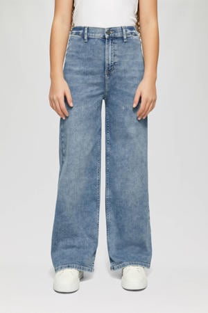 wide leg high waist jeans medium blue denim
