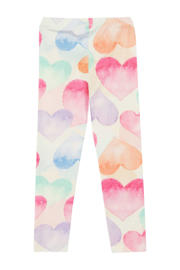 thumbnail: Ecru, roze en blauwe meisjes s.Oliver legging van stretchkatoen met elastische tailleband en hartjesprint