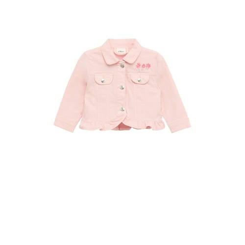 s.Oliver denim spijkerjas lente; roze Meisjes Stretchdenim Klassieke kraag