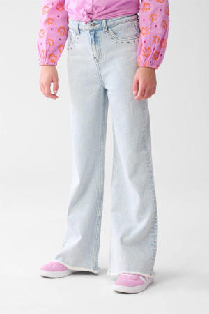 wide leg jeans bleached blauw