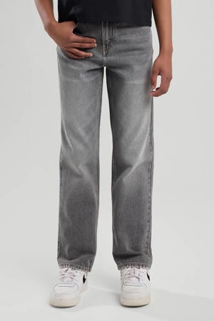 straight leg jeans high waist grey denim