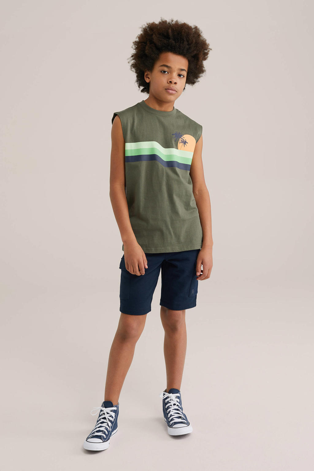 WE Fashion Blue Ridge singlet olijfgroen