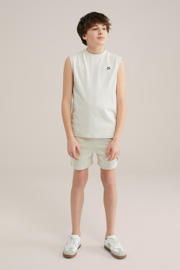 thumbnail: Beige jongens WE Fashion singlet van katoen met effen en ronde hals