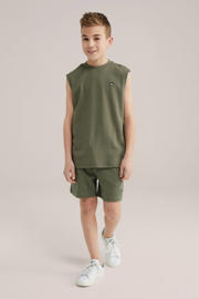 thumbnail: Kakikleurige jongens WE Fashion singlet van katoen met effen en ronde hals