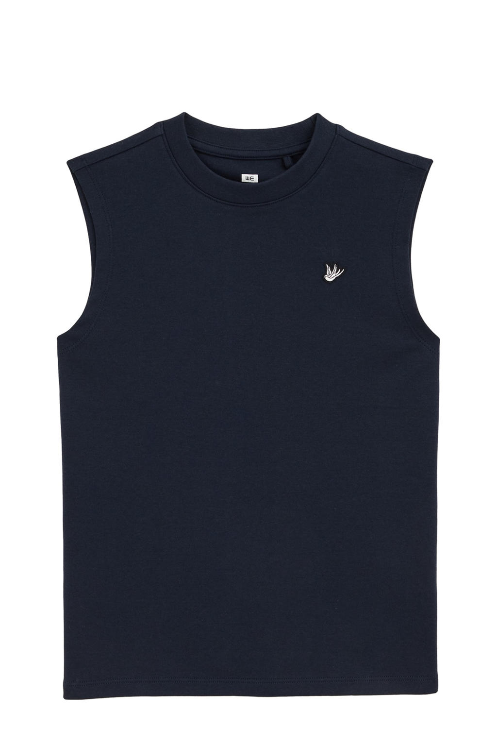 Donkerblauwe jongens WE Fashion singlet van katoen met effen en ronde hals