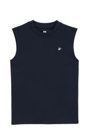 thumbnail: Donkerblauwe jongens WE Fashion singlet van katoen met effen en ronde hals