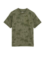 thumbnail: Olijfgroene jongens WE Fashion T-shirt van katoen met korte mouwen en ronde hals