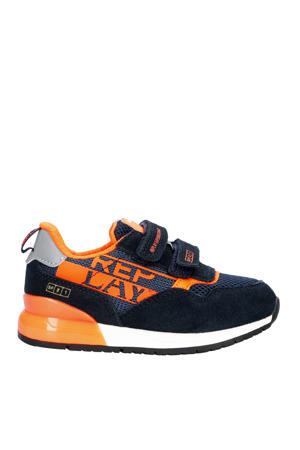 Shoot kid 6 sneakers suède donkerblauw/oranje