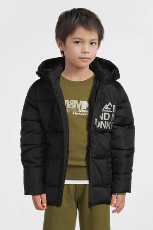 hooded puffer jas zwart