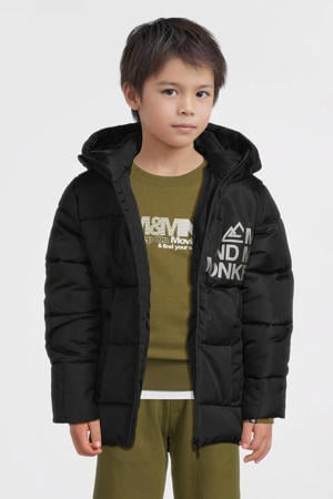 hooded puffer jas zwart