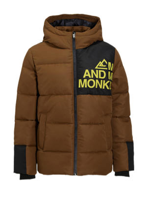 hooded puffer jas bruin