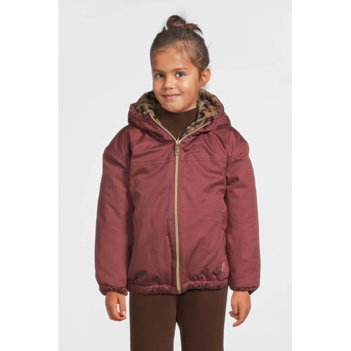 Me & My Monkey reversible puffer jas roze/panterprint Meisjes Polyester Capuchon